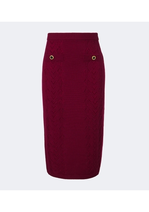 Alessandra Rich Knitted pointelle virgin wool midi skirt