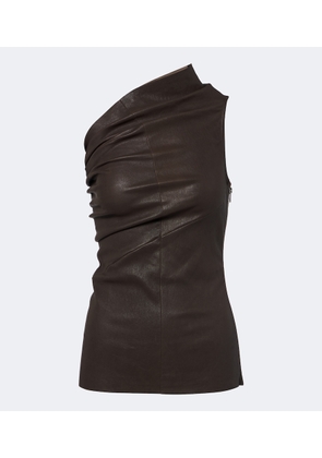 Rick Owens Athena one-shoulder leather and cotton top