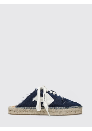 Off-White Arrow Cotton Denim Espadrille Clogs with Logo and Jute Sole