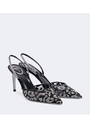 Rene Caovilla Embellished mesh slingback pumps