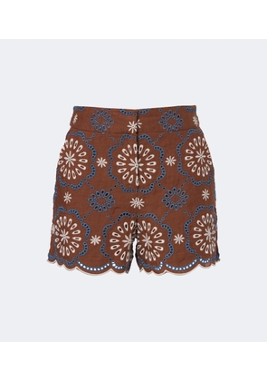 Veronica Beard Allen broderie anglaise linen shorts