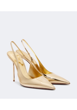 Paris Texas Lidia metallic leather slingback pumps