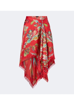 Etro Paisley asymmetric silk twill miniskirt