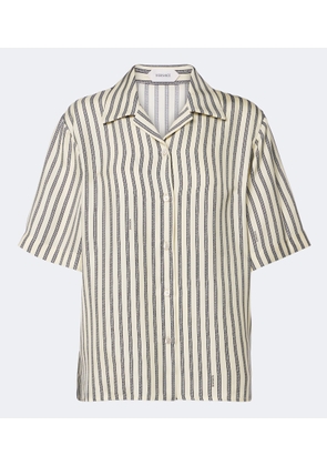 Versace Striped silk bowling shirt