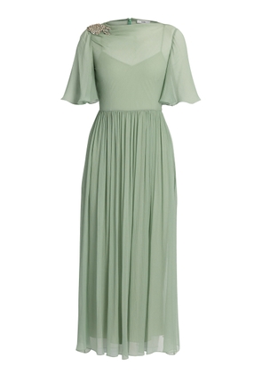Erdem Embellished Silk Creponne Midi Dress - Moda Operandi