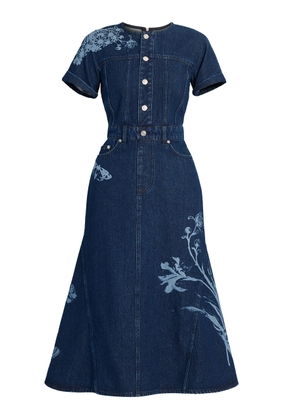 Erdem Printed Denim Midi Dress - Moda Operandi