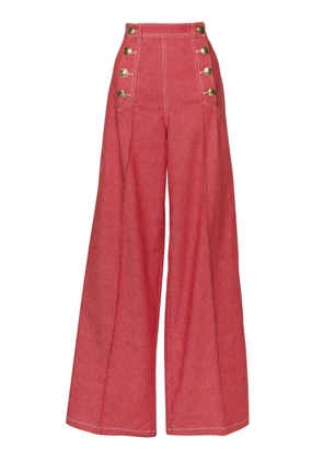 Lena Hoschek Sailor Pintucked Denim Jeans - Moda Operandi
