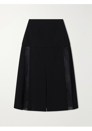 Jil Sander - Satin-trimmed Wool Midi Skirt - Black - IT38,IT40,IT42,IT44,IT46