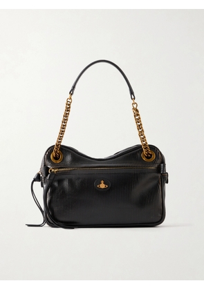 Vivienne Westwood - Dolce Medium Orb-embellished Textured-leather Shoulder Bag - Black - One size