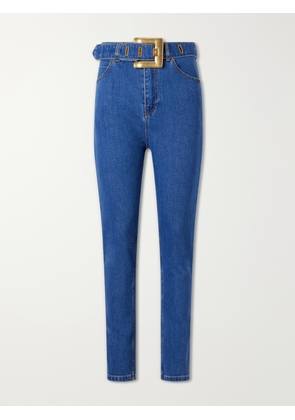 Balmain - Belted High-waist Straight-leg Jeans - Blue - FR 34,FR 36,FR 38,FR 40,FR 42,FR 44