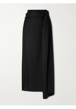 Heirlome - Helena Silk-twill Midi Skirt - Black - US0,US2,US4,US6,US8,US10