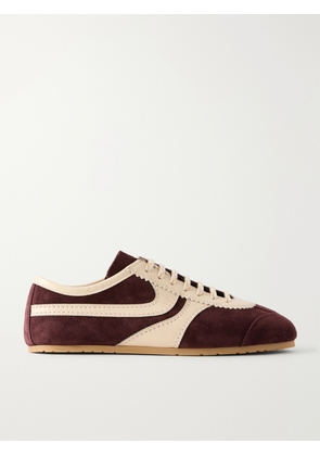 Dries Van Noten - Leather-trimmed Suede Sneakers - Burgundy - IT35,IT36,IT37,IT38,IT39,IT40,IT41