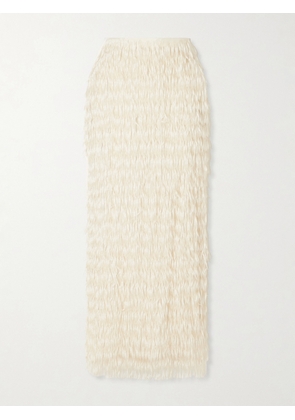 Maticevski - Resonate Fringed Satin Midi Skirt - Neutrals - UK 6,UK 8,UK 10,UK 12