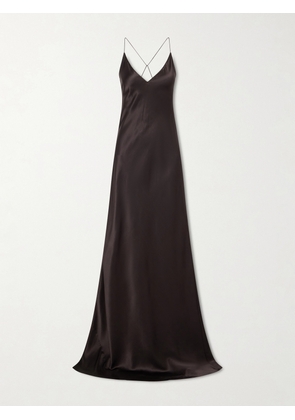 Nili Lotan - Ira Silk-charmeuse Gown - Brown - x small,small,medium,large