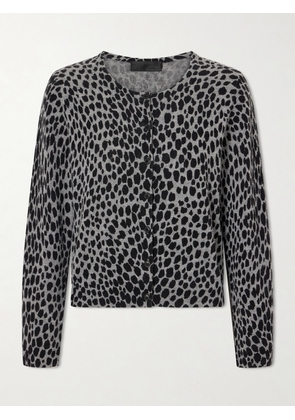 Nili Lotan - Keelah Leopard-jacquard Cashmere Cardigan - Gray - x small,small,medium,large,x large