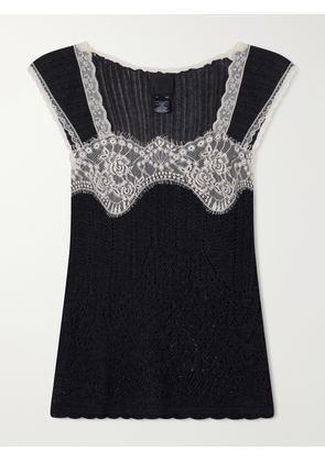 Anna Sui - Lace-trimmed Jersey Cami - Black - XS/S,M/L