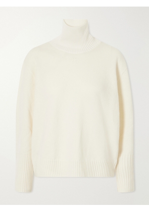 COURREGES - Logo-embroidered Ribbed-knit Wool Sweater - Off-white - x small,small,medium,large,x large
