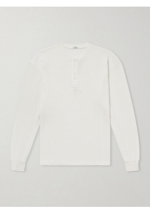 A.PRESSE - Waffle-Knit Cotton and Cashmere-Blend Henley T-Shirt - Men - White - 1