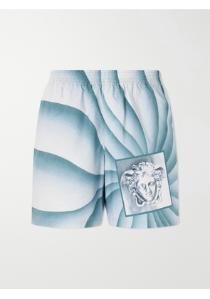 Versace - Wide-leg Printed Cotton-Poplin Shorts - Men - Blue - IT 46