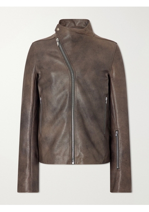 Rick Owens - Release Panelled Full-Grain Leather Jacket - Men - Brown - IT 46