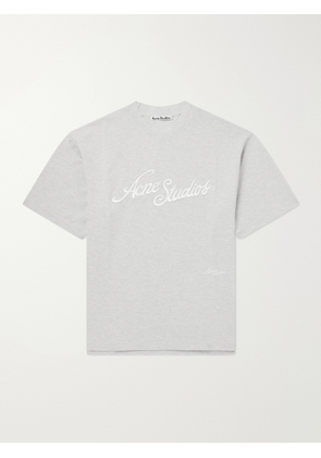Acne Studios - Logo-Embroidered Cotton-Piqué T-Shirt - Men - Gray - S