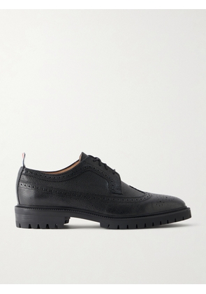 Thom Browne - Longwing Pebble-Grain Leather Brogues - Men - Black - US 7