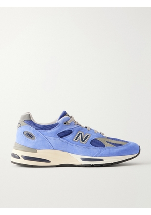 New Balance - 991v2 Suede-Trimmed Mesh Sneakers - Men - Blue - UK Men's 6