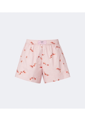 Ganni Floral cotton-blend poplin shorts