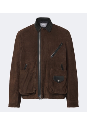Sacai Leather-trimmed suede blouson jacket