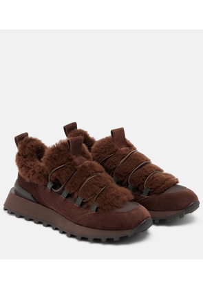 Brunello Cucinelli Monili shearling-trimmed suede sneakers