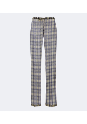 Dries Van Noten Semi-sheer checked wide-leg pants