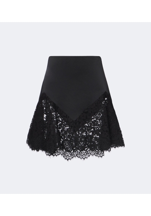 Stella McCartney Asymmetric lace-trimmed satin miniskirt