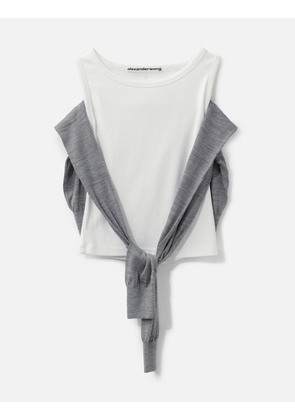 Layered Tank With Tie-Front Sweater Detail