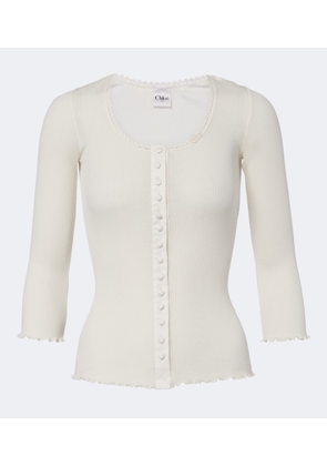 Chloe Ribbed-knit cotton and silk jersey top