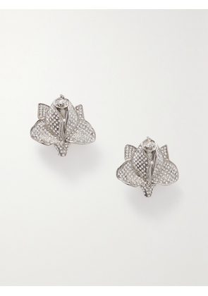 Alessandra Rich - Roses Silver-tone Crystal Clip Earrings - One size