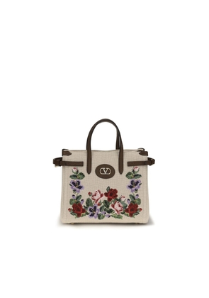 Valentino Garavani Beige Linen Shoulder Bag
