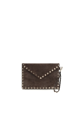 Valentino Garavani Brown Suede Leather Wallet