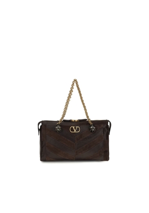 Valentino Garavani Brown Calf Leather Bos Taurus Shoulder Bag