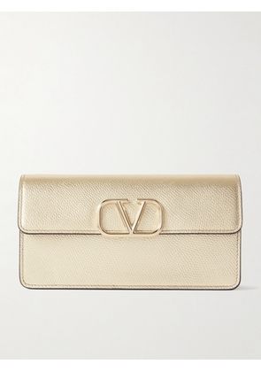 Valentino Garavani - Vlogo Metallic Textured-leather Wallet - Gold - One size
