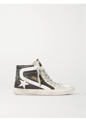 Golden Goose - Slide Glittered Distressed Suede High-top Sneakers - Black - IT35,IT36,IT37,IT38,IT39,IT40,IT41,IT42