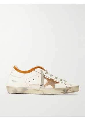 Golden Goose - Superstar Shearling-lined Distressed Leather Sneakers - White - IT35,IT37,IT38,IT39,IT40