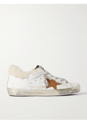 Golden Goose - Superstar Distressed Leather, Suede And Shearling Sneakers - White - IT35,IT36,IT37,IT38,IT39,IT40,IT41,IT42