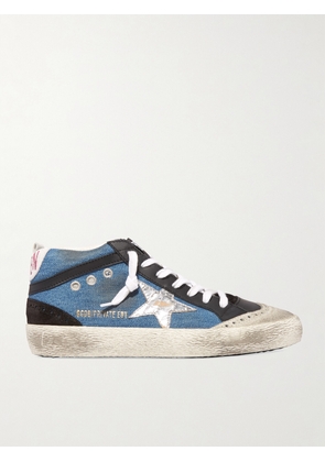Golden Goose - Superstar Distressed Denim, Leather And Suede Sneakers - White - IT35,IT38