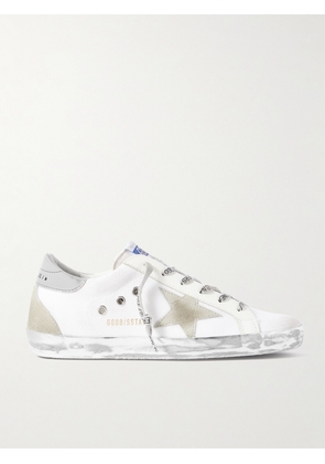 Golden Goose - Superstar Distressed Suede And Leather-trimmed Canvas Sneakers - Neutrals - IT35,IT36,IT37,IT38,IT39,IT40,IT41,IT42