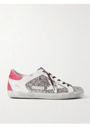 Golden Goose - Superstar Distressed Glittered Leather Sneakers - Silver - IT35,IT36,IT37,IT38,IT39,IT40,IT41,IT42