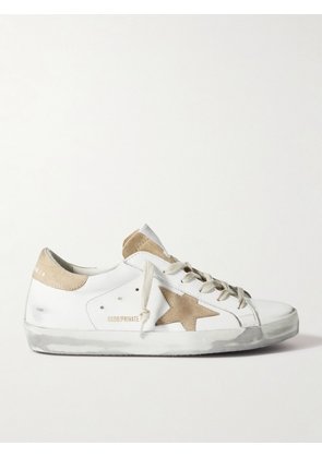 Golden Goose - Superstar Distressed Suede-trimmed Leather Sneakers - White - IT35,IT36,IT37,IT38,IT39,IT40,IT41,IT42