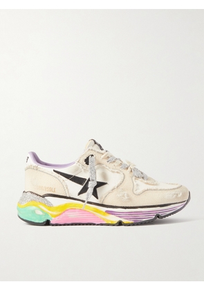 Golden Goose - Running Sole Distressed Leather And Canvas Sneakers - Neutrals - IT35,IT36,IT37,IT38,IT39,IT40,IT41,IT42