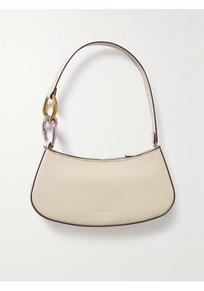 STAUD - Ollie Glossed-leather Shoulder Bag - Cream - One size