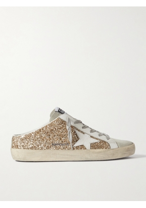 Golden Goose - Super-star Sabot Distressed Glittered Leather And Suede Slip-on Sneakers - IT35,IT36,IT37,IT38,IT39,IT40,IT41,IT42