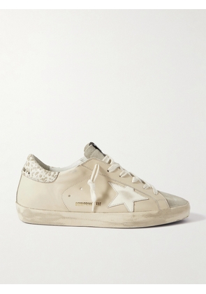 Golden Goose - Super-star Metallic Leopard-print Distressed Leather And Suede Sneakers - Neutrals - IT35,IT36,IT37,IT38,IT39,IT40,IT41,IT42